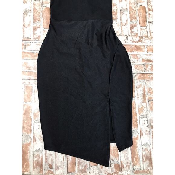 Windsor Dress Medium Black Satin Sexy Strappy Open Back Shiny Cocktail Party $55 - Picture 2 of 7